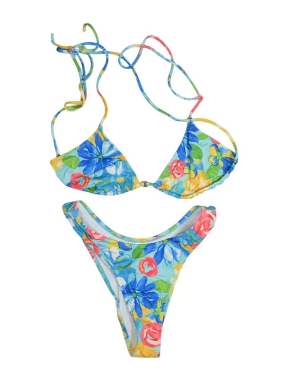 Heavy Manners Triangle Front Tie Top & High Cut Cheeky Bottoms in La Sera Prima